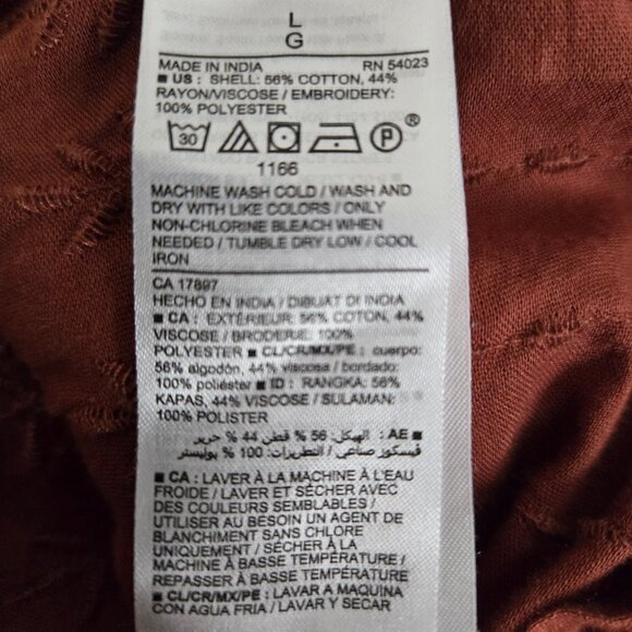 Old Navy Copper Embroidered Tiered-Hem Long Sleeve Swing Dress L - Picture 9 of 9